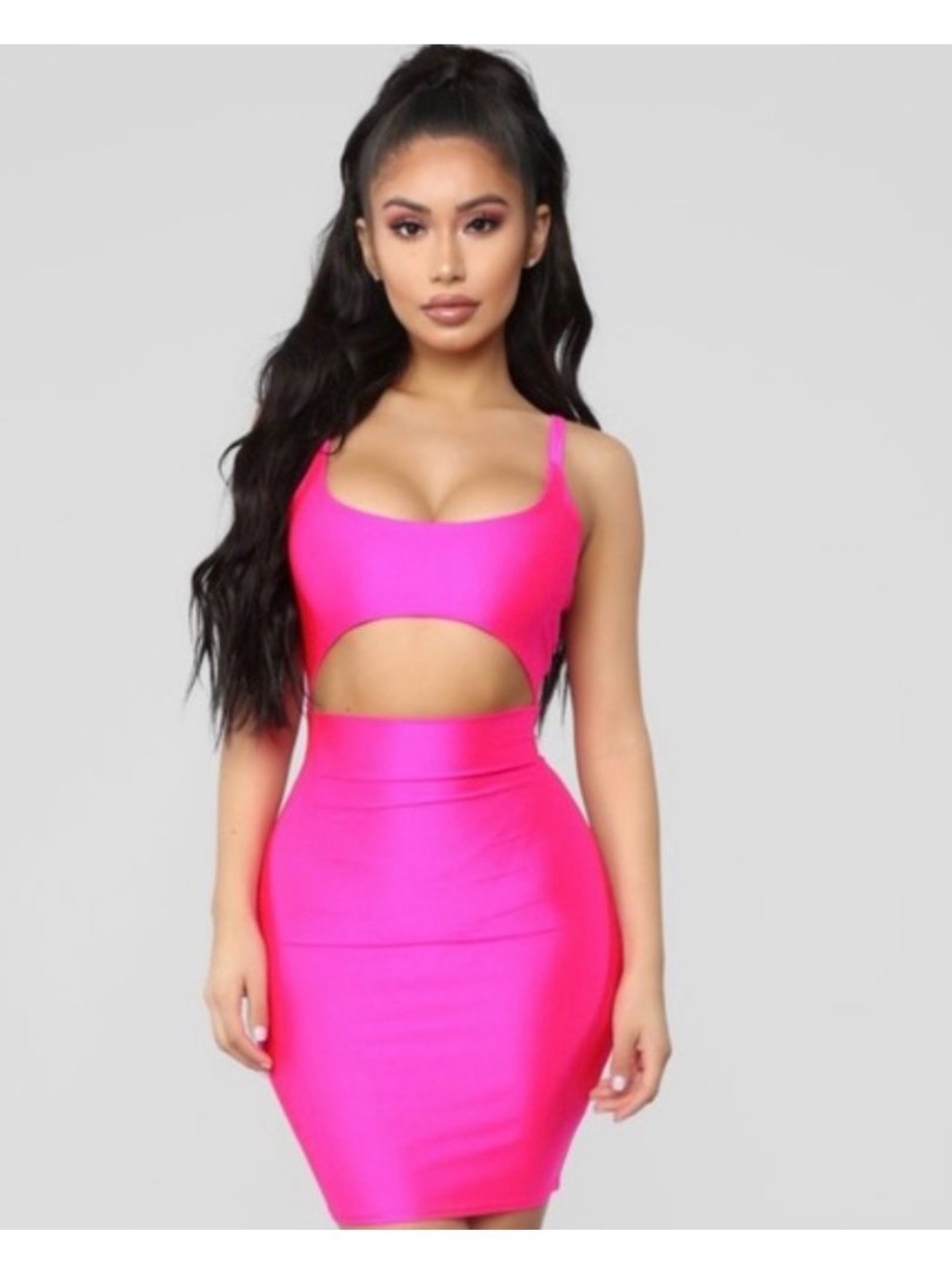 Fashion Nova Hot Pink Cutout Mini Dress